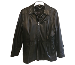 Womens Large Wilsons Leather Black Jacket Coat Zip Out Lining Pelle Studio - $65.44