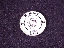 Vintage Retro 1980 K. H. S. F. no. 178 Pinback Button, Pin - £5.46 GBP
