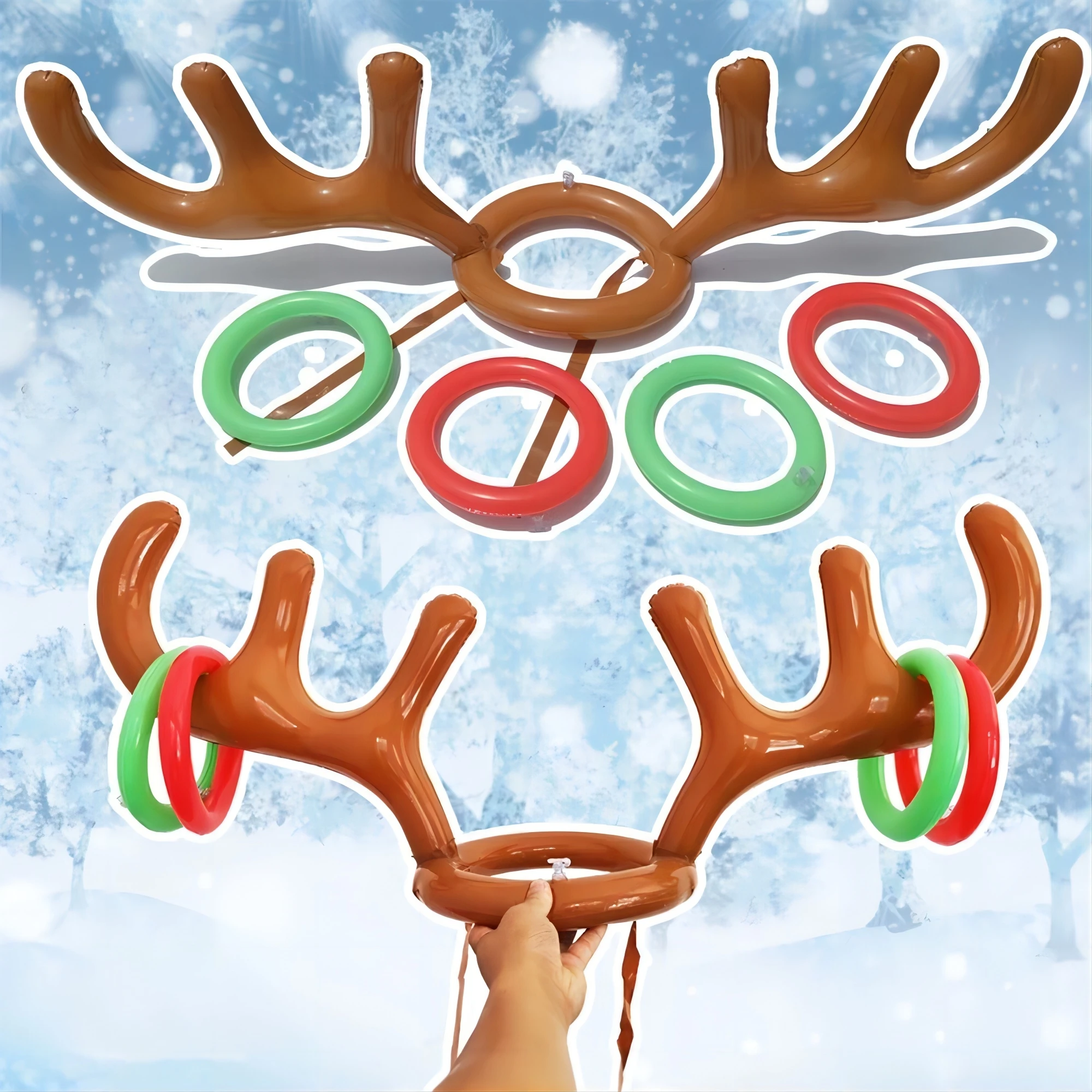 Christmas games Children&#39;s gifts Inflatable props Elk antler hat Throwing circle - £9.50 GBP+