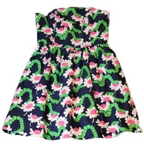 LILLY PULITZER Blue Pink Floral Yum Yum Caterpillar Lottie Strapless Dre... - $59.95