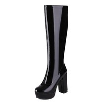 Winter Women&#39;s High Boots Shoes Platform Knee High Boots Patent Red Yellow White - £66.86 GBP