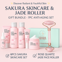 Sakura 6pcs Skincare Set &amp; Rose Quartz Face Roller Anti-Aging Gift Bundle - $26.13