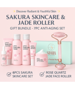 Sakura 6pcs Skincare Set &amp; Rose Quartz Face Roller Anti-Aging Gift Bundle - €22,58 EUR