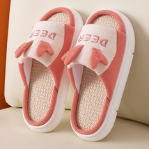 Women Cotton Linen Slippers   Summer Shoes Couples Indoor Platform Slipper Breat - £23.46 GBP