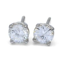 Authenticity Guarantee 
14k White Gold Diamond Solitaire Earrings w/ Screw Ba... - £3,410.78 GBP
