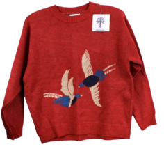 VTG John Meyer Wool Blend Sweater Red Intarsia Pheasants Motif Hunting B... - $113.85