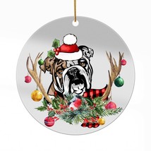 Cute Boxer Dog Antlers Reindeer Christmas Ornament Acrylic Gift Tree Decor - $16.78