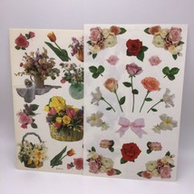 Vintage Floral Diecut Stickers Scrapbooking Lot Of 2 Sheets AGC  - £6.25 GBP