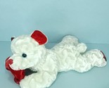 Shalom Valentine White Bear Pearl Necklace Red Heart Plush Stuffed Anima... - $24.74