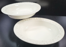 (2) Wedgwood Cream Color On Cream Color Oval Vegetable Bowls Set Vintage... - $69.17