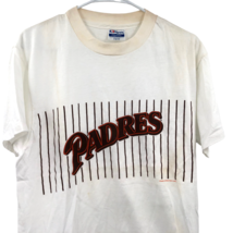 VTG Hanes San Diego Padres Single Stitch White T Shirt Size L 42-44 1984 - £118.69 GBP