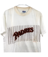 VTG Hanes San Diego Padres Single Stitch White T Shirt Size L 42-44 1984 - £116.84 GBP