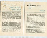 P&amp;O Orient Lines Ports of Call Brochures Aden &amp; Suez Canal Port Said 1960 - £14.09 GBP