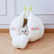 Cartoon Garlic Pet Bed Warm Cat&#39;s Nest Cozy Cushion Pet House Small and Medium-S - £105.24 GBP