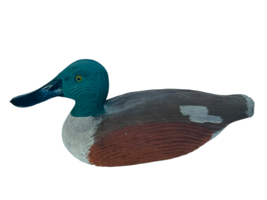 Duck Decoy vtg Mallard bird 12&quot; Northern Shoveler hunter SIGNED wood L Rigaud - £78.81 GBP