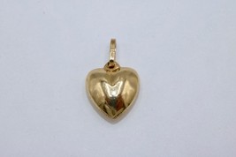 Fine 14K Yellow Gold Puffy Heart Charm Pendant 1.2 Grams - £55.13 GBP