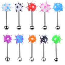 Alisouy 10pcs Lot Rainbow Color Silicon Ball Spike Tongue Barbells Rings Belly N - £10.67 GBP