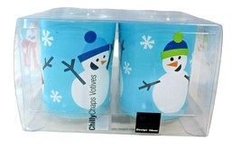 Chilly Chaps Snowman Glass Votive Candle Holders 4 pack by Design Ideas - £13.16 GBP