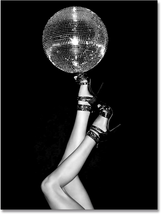 Disco Ball Decor Preppy Canvas Wall Art Black and White Pictures Feminist Poster - £13.56 GBP