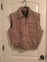 Vintage Salmon River Traders Men&#39;s Full Zip Plaid Lined Vest Size XL Khaki - $41.09