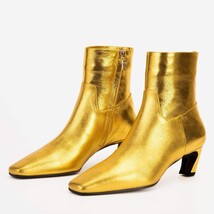 The Golden Glow Gold Leather Kitten Heel Women Boot image 3