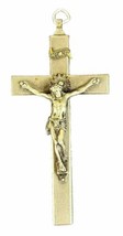 Large Antique French Brass &amp; Silver Plated METAL Crucifix PECTORAL CROSS... - £55.01 GBP