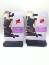 2 Black Hanes Premium Opaque Tights Women&#39;s Size L Black Shaping Panty 2 Pack - £14.82 GBP
