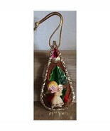 Vintage Diorama Angel Plastic Hanging Christmas Ornament 4&quot; Glittered Se... - $222.19 MXN