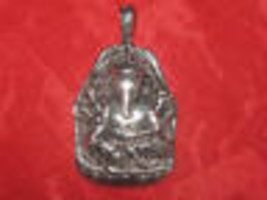 Large India Om Ganesh Ganesha Silver Tone Charm Pendant Necklace - £5.61 GBP