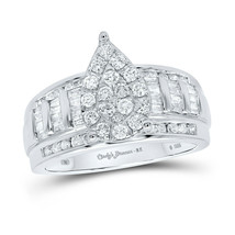 Sterling Silver Round Diamond Teardrop Bridal Wedding Engagement Ring 1 Cttw - £563.07 GBP