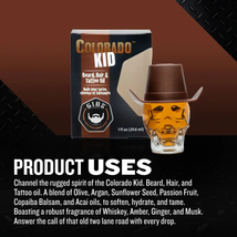 Gibs Colorado Kid Beard, Hair & Tattoo Oil in Glass Skull 1 fl oz. image 3