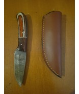 Custom Handmade Carbon Steel Hunting Knife With Sheath Wood Handle - $927.78 MXN