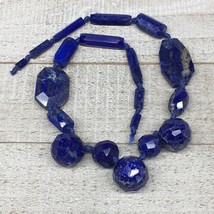70.3g,7mm-33mm, Natural Lapis Lazuli Facetted Beads Strand,19 Beads,LPB282 - £25.48 GBP
