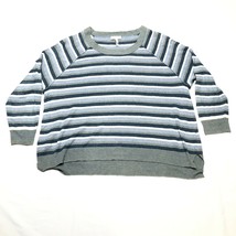 Joie Linen Sweater Womens L Blue Striped Boxy Draped Long Sleeve Long Sl... - $28.04