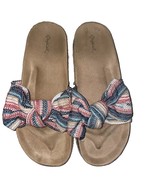 Qupid Haidy-02 Blue/Pink Knotted Bow  Open Toe Slides Size 8 - $13.45