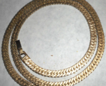 Vintage Signed Korea 1/4&quot; Wide Gold Tone Herringbone Chain Necklace 23 1... - $49.49
