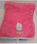 Carters Just One You Pink Baby Blanket Sweet Cupcake Aqua Blue Trim - £38.26 GBP