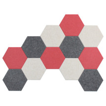 Hexagon Decorative Acoustic Panels - Charcoal, Sand, Red (12 Pieces) - £31.33 GBP