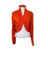 Ashley Stewart Orange Ruffled Open Front Cardigan Sweater Plus Size 18/20 - $23.04