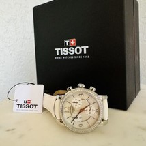 Tissot Women&#39;s Dressport Diamond Synthetic Leather Watch, 35mm, White Pearl, NWT - $560.07