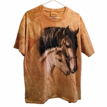 Vtg 90s Y2K The Mountain TIE-DYE T-Shirt Horses Nature Xl 100% Cotton Cowboy - £26.11 GBP