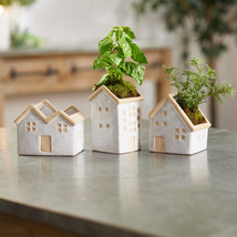 House Planter (Set of 3) 5.5&quot;L x 4.75&quot;H, 4.5&quot;L x 5.5&quot;H, 3.5&quot;L x 6.25&quot;H Porcelain - £59.42 GBP