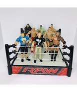 WWE RAW Ring And Wrestling Action Figures Lot Of 8 Cena Rock Stone Cold ... - $118.75