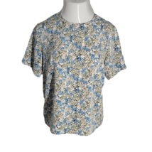 Notations High Neck Classy Shirt Blouse ~ Sz M ~ Green &amp; Blue ~ Short Sleeve  - £17.95 GBP