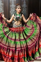 BEAUTIFUL BURGANDY AND GREENS ATS TRIBAL BELLYDANCE  GYPSY SKIRT 25 YDS~36&quot; - $128.69