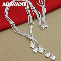 925 Jewelry Heart Tassel Necklaces For Women Silver Plated Jewelry - $13.15