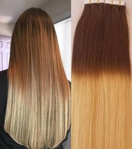 18&quot; 100g,40pc,BALAYAGE Ombre 100% Human Tape In Hair Extensions #T6/613 - £43.96 GBP