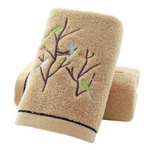 Hand Towels Set Of 2 Embroidered Bird Tree Pattern 100% Cotton Absorbent... - £26.93 GBP