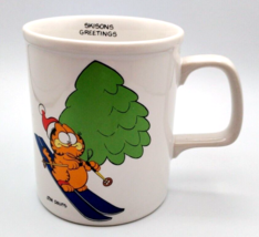 Vintage Garfield The Cat &quot;Skisons Greetings&quot; Coffee Mug Cup Skiing ENESCO 1978 - £7.39 GBP