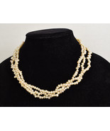 Off-White Genuine 7 mm Pearl Three Row Strands Fresh Water Pearl Necklac... - $134.04 CAD